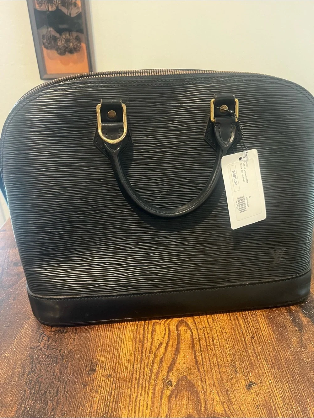 Louis Vuitton Black Epi Leather Alma MM Satchel Bag | Made in France 2016⁠